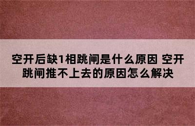 空开后缺1相跳闸是什么原因 空开跳闸推不上去的原因怎么解决